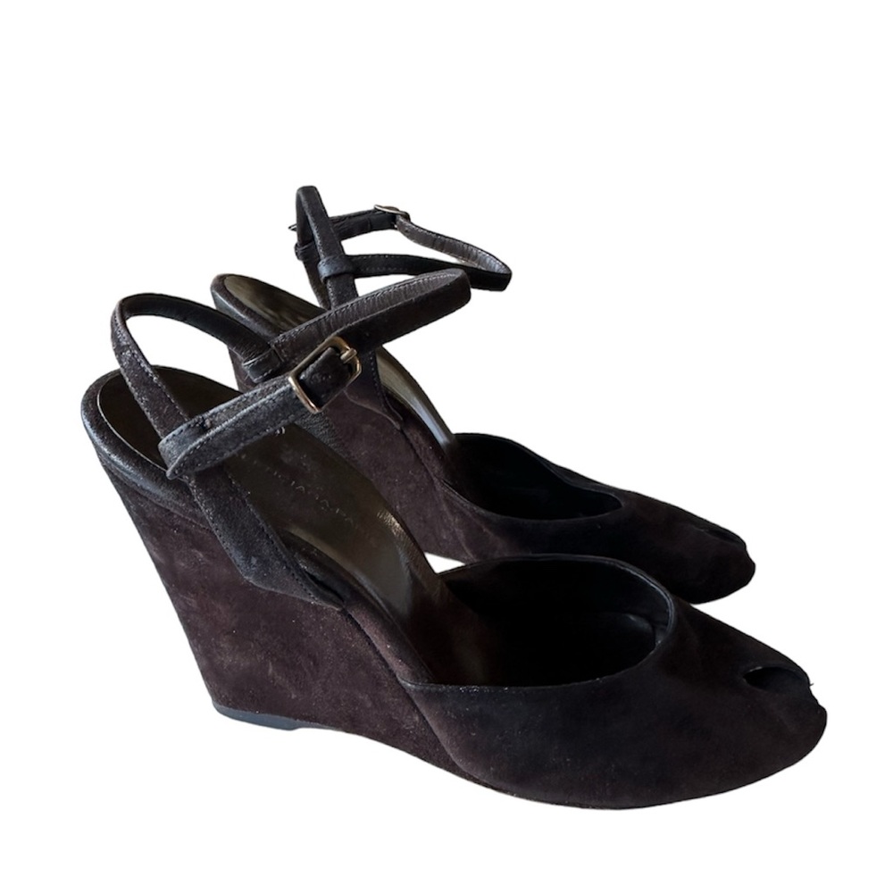 Balenciaga Brown Suede Peep Toe Wedges
EU size 37.5